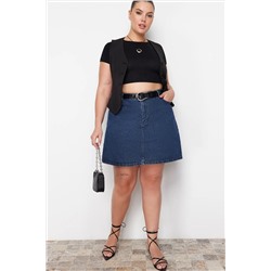 Mavi Yüksek Bel A Shape Denim Etek TBBAW23AZ00042