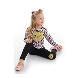 Denokids Simli Leopar Kız Çocuk Tunik Tayt Takım CFF-22K1-027