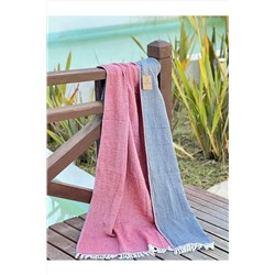 Litustyle, Unisex Çift Renk - Naturel & El Baskılı & %100 Pamuk Müslin Peştemal