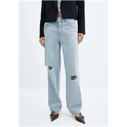 Jeans wideleg rotos decorativos