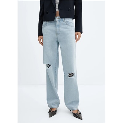 Jeans wideleg rotos decorativos