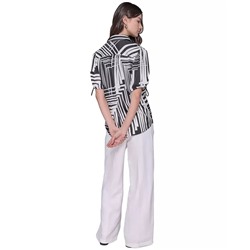 KARL LAGERFELD PARIS Women's Printed Bungee-Sleeve Top, Regular & Petite