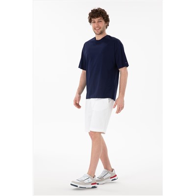 Erkek Comfort Fit Bisiklet Yaka Lacivert Merserize Basic Tişört