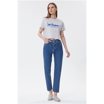 Lee Cooper Britney Kadın Bisiklet Yaka T-shirt Gri Melanj 222 LCF 242006
