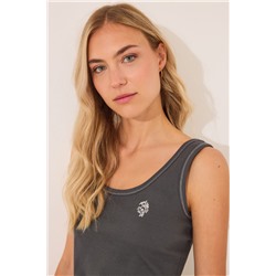 Pijama corto tirantes algodón paisley gris