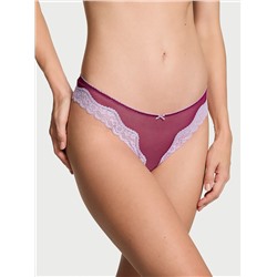 Tease Mesh Lace-Trim High-Leg Thong Panty