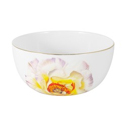 Салатник, 14х7 см, 750 мл, фарфор F, белый, с золотистым кантом, Камелия, Flowers, 59119