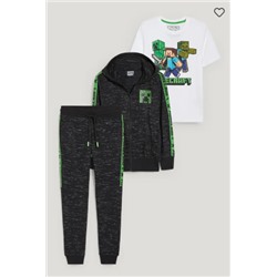 Minecraft - Set - Sweatjacke, Kurzarmshirt und Jogginghose