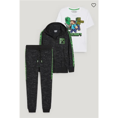 Minecraft - Set - Sweatjacke, Kurzarmshirt und Jogginghose