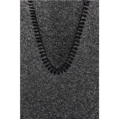 KNIT SWEATER WITH CONTRAST TOPSTITCHING
