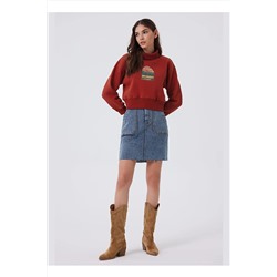 Lee Cooper Balıkçı Yaka Kiremit Kadın Sweatshırt 241 LCF 241013 GLORIA KIREMIT 5003069103