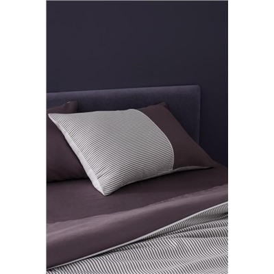 Leal King Size %100 Pamuk 208 TC Baskılı Saten Nevresim Takımı - Mürdüm/Beyaz