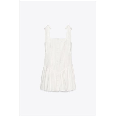 SMOCKED AND PLEATED SHORT DRESS