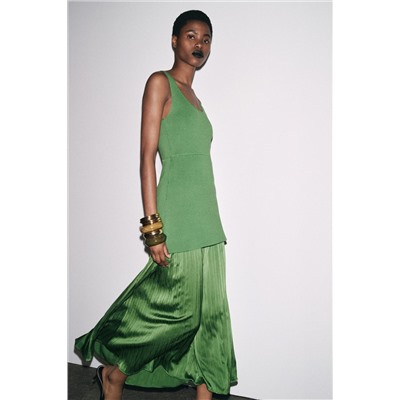 PLEATED KNIT COMBINATION DRESS