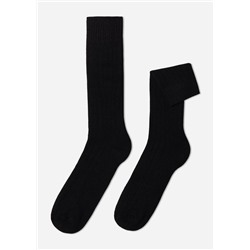 Kurze gerippte Herrensocken mit Wolle und Cashmere
