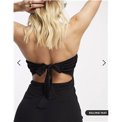 ASOS DESIGN Fuller Bust rib bandeau maxi beach dress in black