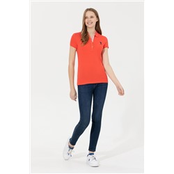 Kadın Kırmızı Basic Polo Yaka Tişört