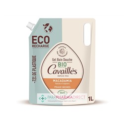 Cavaillès Gel Bain Douche - Macadamia - Peaux Sèches BIO 1 Litre - ECO-RECHARGE