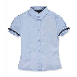 FRENCH TOAST BIG GIRLS’ BOW STITCH TRIM S/S BUTTON-DOWN