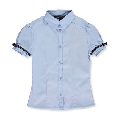 FRENCH TOAST BIG GIRLS’ BOW STITCH TRIM S/S BUTTON-DOWN