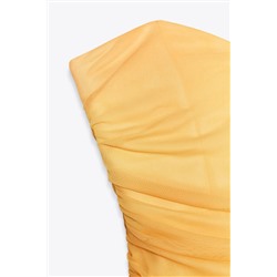 PRINTED TULLE STRAPLESS DRESS