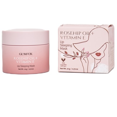 [GLAMFOX] Маска для губ ночная питательная МАСЛО ШИПОВНИКА И ВИТАМИНЫ Rosehip Oil Vitamin E Lip Sleeping Mask, 20 мл