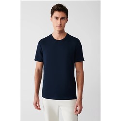 Avva, Erkek Lacivert Bisiklet Yaka Yumuşak Tuşeli T-shirt A31y1003