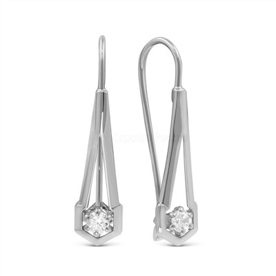 Серьги из серебра с фианитами родированные 925 пробы С-3955-Р