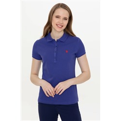 Kadın Mavi Basic Polo Yaka Tişört