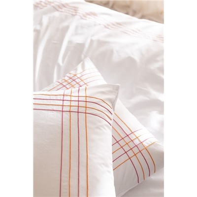 Holly King Size %100 Pamuklu Nevresim Takımı - Beyaz/Turuncu