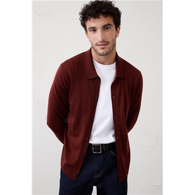 Merino Wool Button-Through Polo Sweater