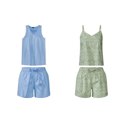 esmara® Damen Pyjama, aus reiner Baumwolle
