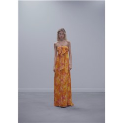 Vestido plisado escote lazo