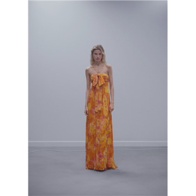 Vestido plisado escote lazo