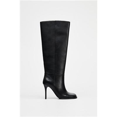 LEATHER STILETTO HEEL BOOTS