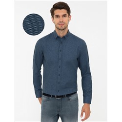 Lacivert Regular Fit Uzun Kollu Gömlek