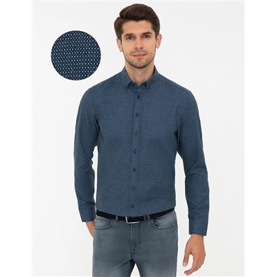 Lacivert Regular Fit Uzun Kollu Gömlek