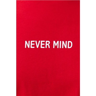 Kırmızı Slogan Baskılı Oversize %100 Pamuk Örme Büyük Beden T-shirt TBBSS24BF00018
