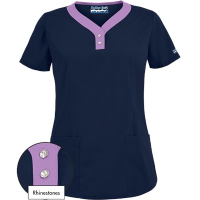Butter-Soft Scrubs by UA™ Contrast Y-Neck Top