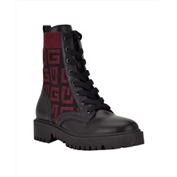 GUESS Women's Olinia Logo Knit Combat Lug Sole Booties