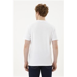 Erkek Regular Fit V Yaka Beyaz Basic Tişört