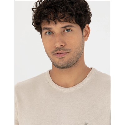 Kum Melanj Slim Fit Bisiklet Yaka Basic Triko Kazak