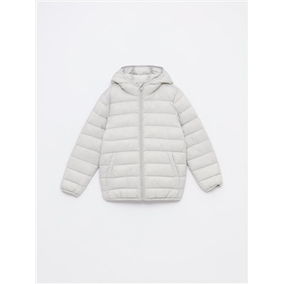 LIGHTWEIGHT HOODED PUFFER JACKET