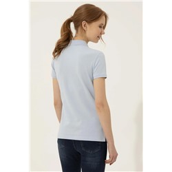 Kadın Açık Mavi Basic Polo Yaka Tişört