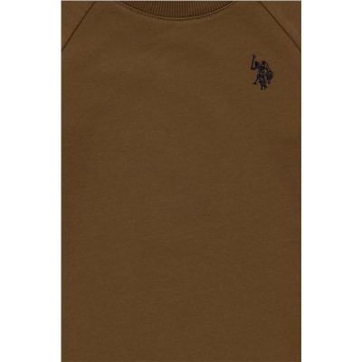 Erkek Çocuk Haki Basic Bisiklet Yaka Sweatshirt