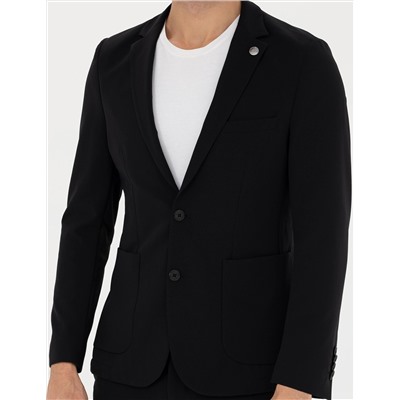 Siyah Body Esnek Fit Blazer Ceket
