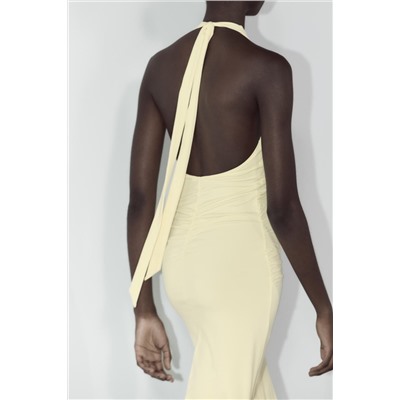 POLYAMIDE HALTER LONG DRESS