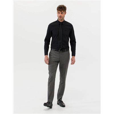 Siyah Slim Fit Uzun Kollu Basic Gömlek