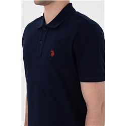 Erkek Slim Fit Polo Yaka Lacivert Basic Tişört
