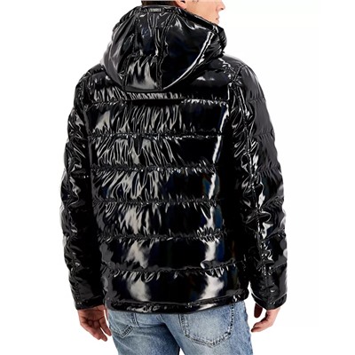 GUESS Men's Holographic Hooded Puffer Jacket
